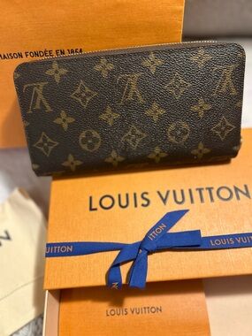 Louis Vuitton Monogram Canvas Zip-Around Wallet - Brown with Red Interior